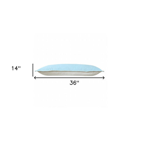14" X 36" Light Blue 100% Cotton Zippered Pillow